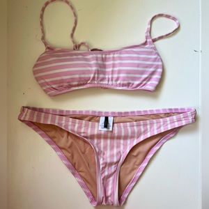 J.Crew pink & white striped bikini set